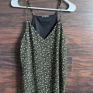 West Kei Black Floral Spaghetti Strap Top